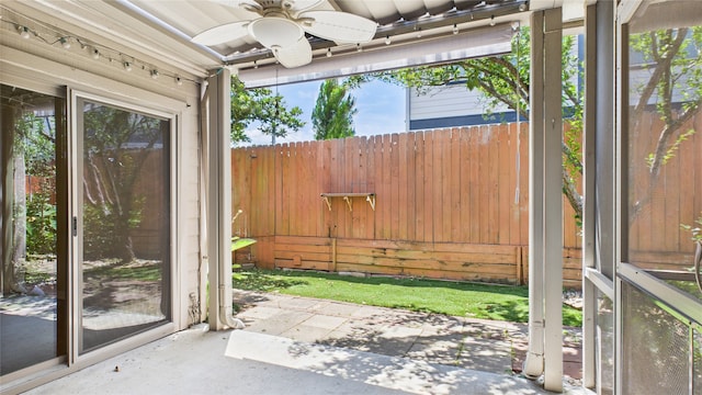 2026 Ashford Hollow Ln, Houston, TX 77077 - view of patio featuring a ceiling fan and fence