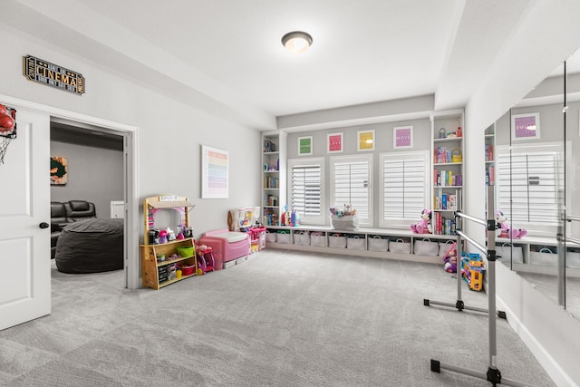 recreation room with carpet floors