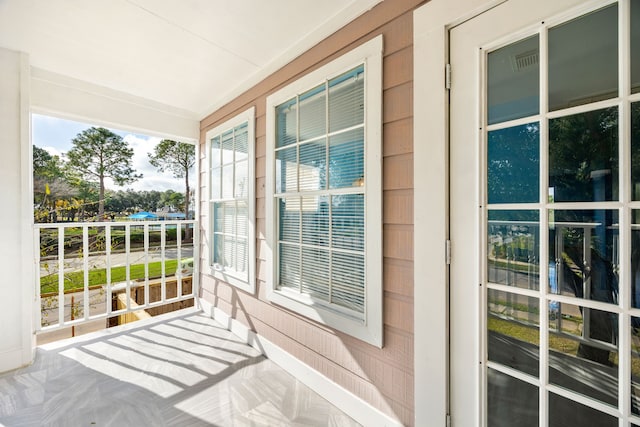 balcony featuring a porch