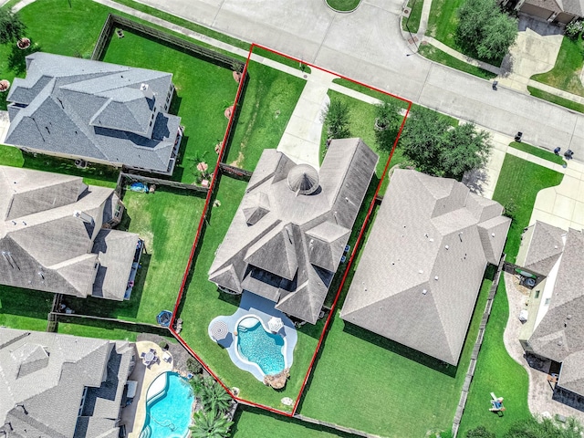 bird's eye view with a residential view