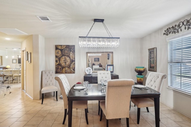 dining space with visible vents