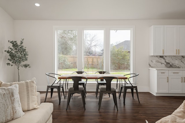 dining room featuring dark wood-style floors and recessed lighting