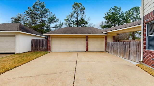 detached garage with fence