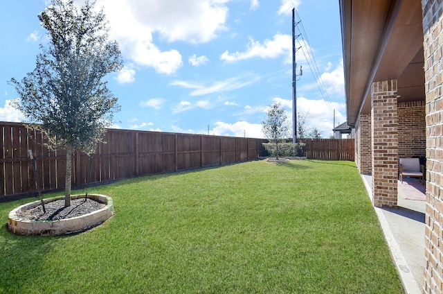 view of yard with a fenced backyard