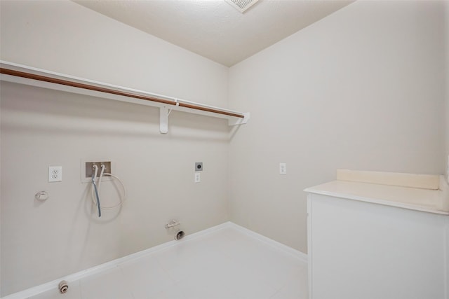 laundry room with visible vents, washer hookup, laundry area, hookup for a gas dryer, and electric dryer hookup