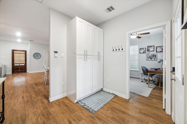 4113 Ella Blvd, Houston, TX 77018 - hallway with hardwood / wood-style floors, baseboards, and visible vents
