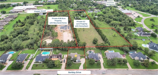 291 Berkley Dr, Montgomery, TX 77356 - aerial overview of property's location featuring property parcel outlined