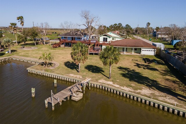 exterior space with a water view