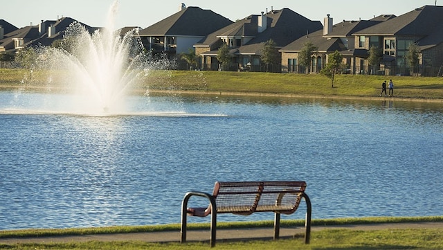 view of water feature with a residential view