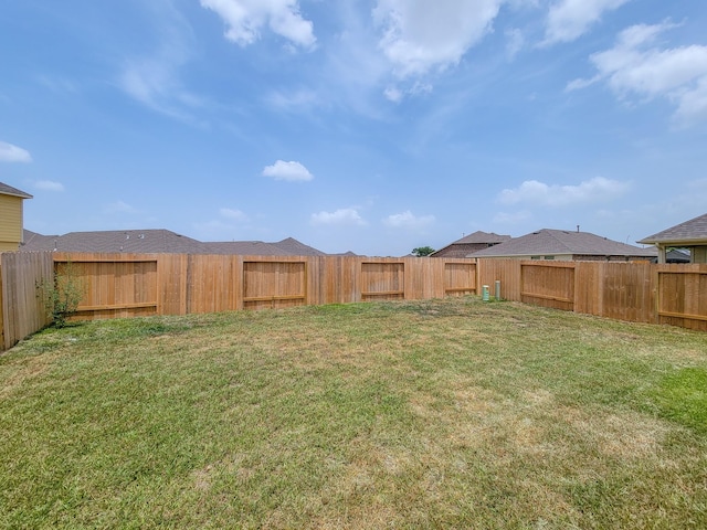 view of yard featuring a fenced backyard