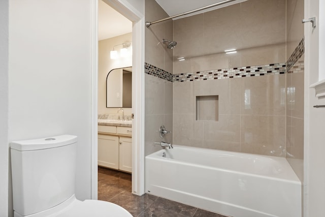 full bath with vanity, toilet, and shower / bath combination