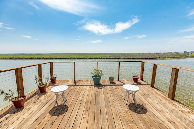 deck with a water view