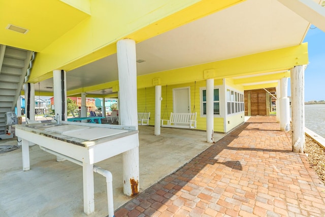 view of patio / terrace with a sink