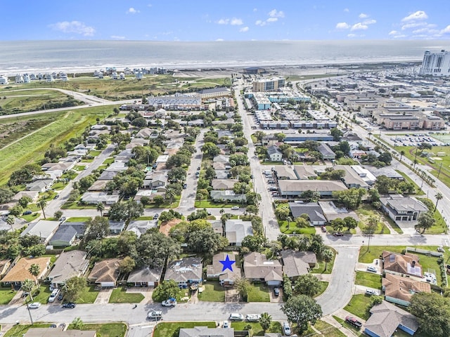 aerial view featuring a residential view and a water view