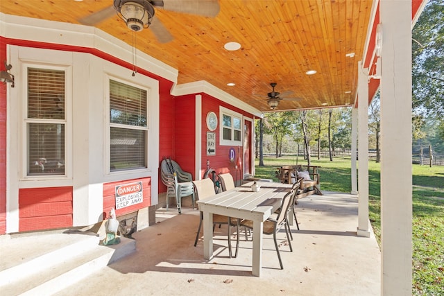 view of patio with a ceiling fan