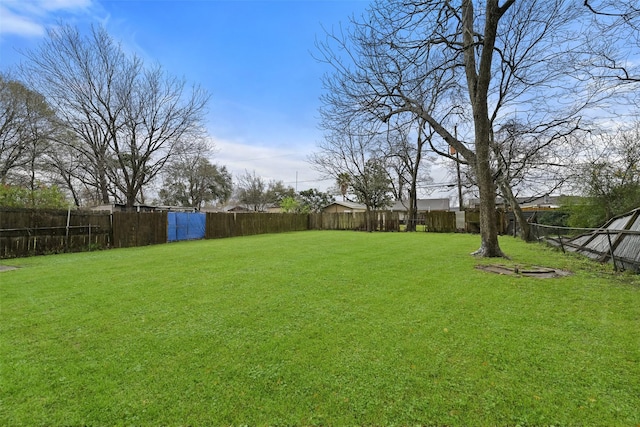 view of yard featuring a fenced backyard