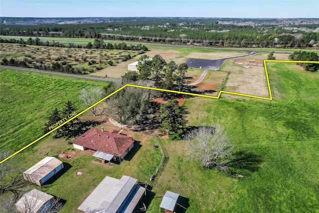 drone / aerial view with a rural view