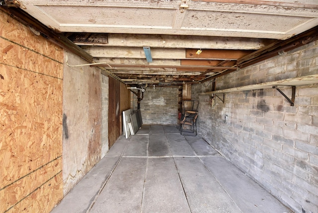 view of unfinished basement