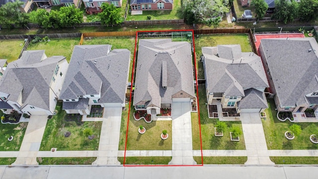 bird's eye view with a residential view