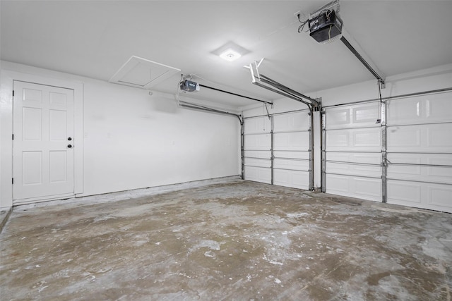 garage with a garage door opener