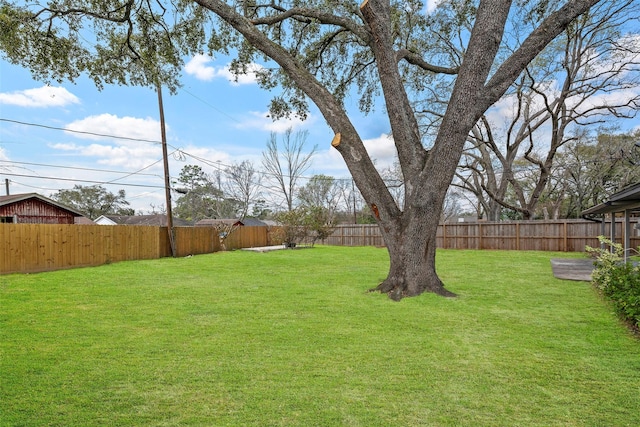 view of yard featuring a fenced backyard