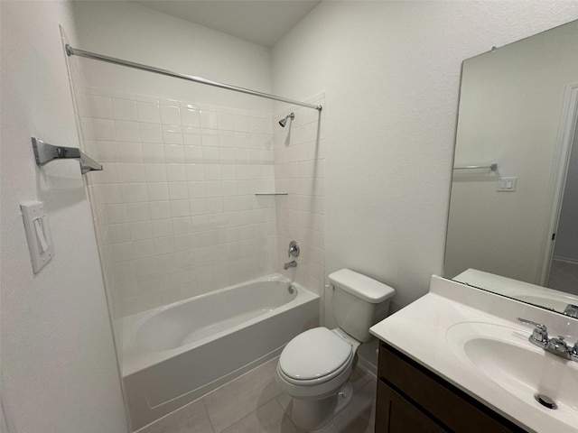 19127 Hazel Firs Ln, Magnolia, TX 77355 - full bathroom featuring toilet, vanity, tile patterned floors, and  shower combination