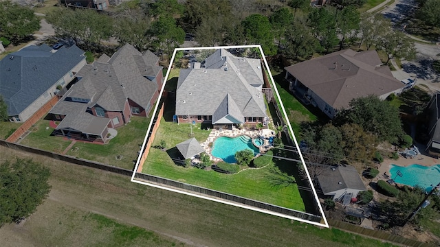 bird's eye view with a residential view