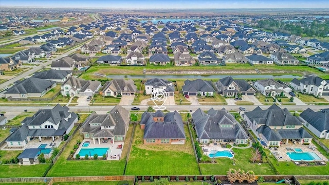 aerial view with a residential view