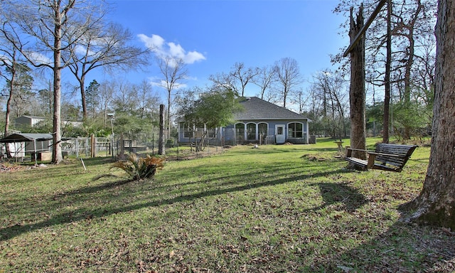 view of yard featuring fence