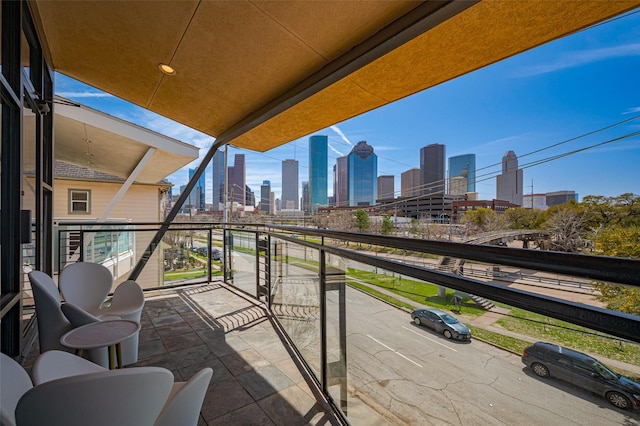 balcony with a view of city