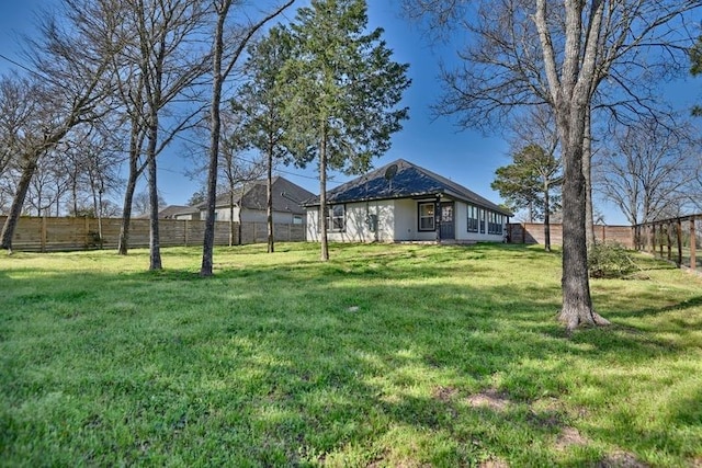 view of yard featuring a fenced backyard