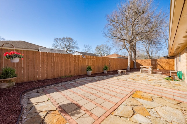 view of patio featuring a fenced backyard