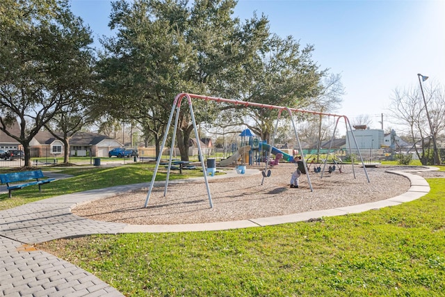 community playground with a yard