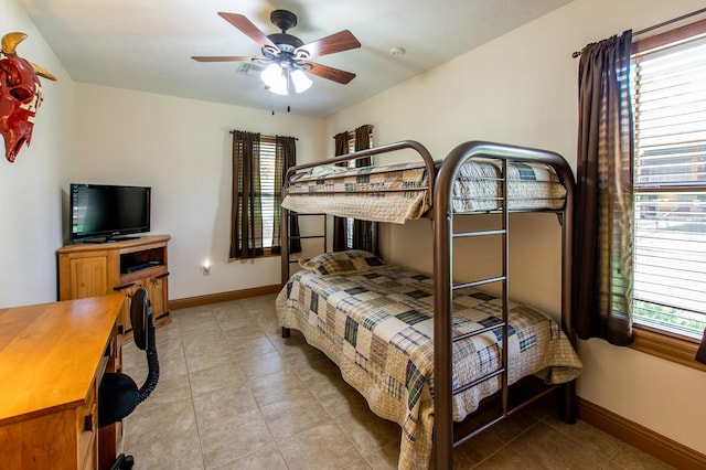 bedroom with multiple windows and baseboards