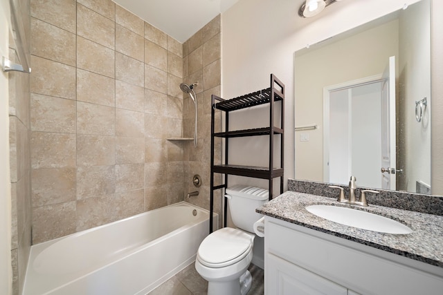 full bathroom with vanity, bathing tub / shower combination, and toilet