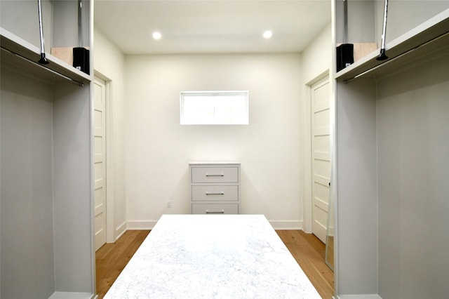 walk in closet featuring wood finished floors