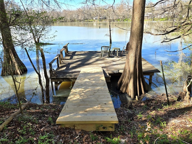 view of dock featuring a water view