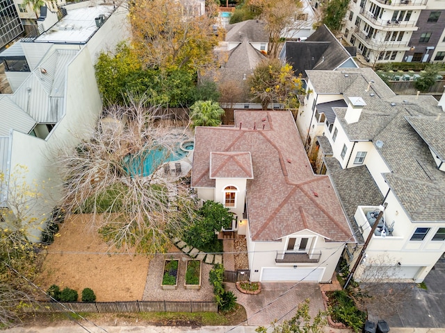 aerial view with a residential view