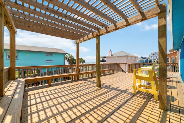 wooden terrace with a pergola