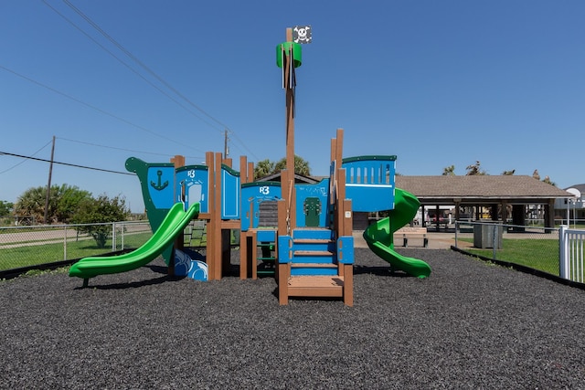 communal playground with fence