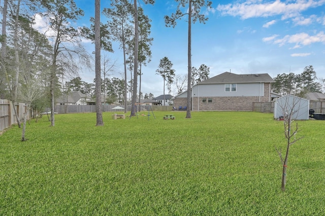 view of yard featuring a fenced backyard