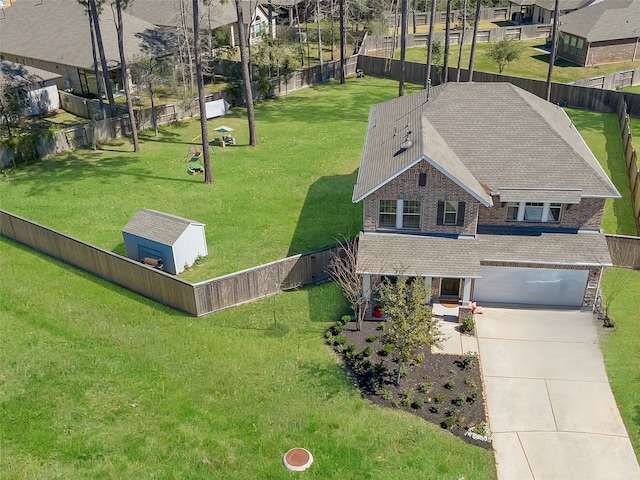 aerial view featuring a residential view