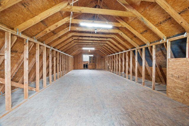 view of unfinished attic