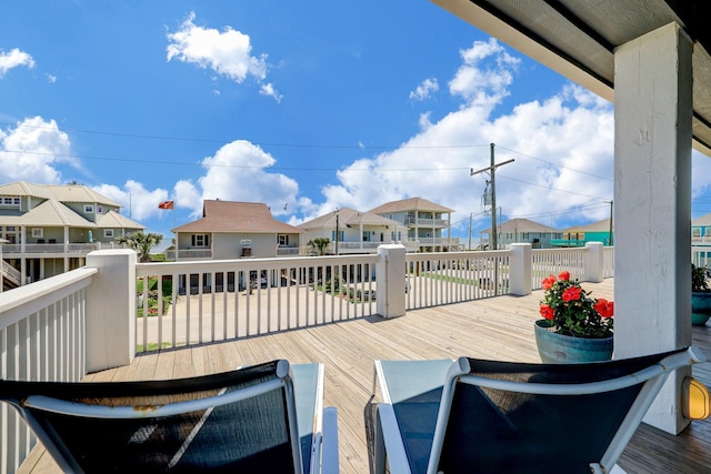 deck with a residential view