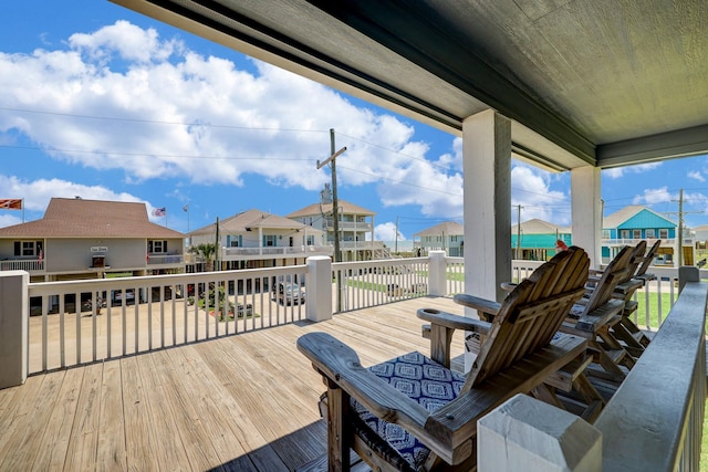 deck with a residential view