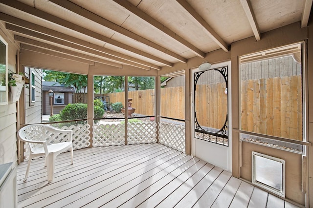 3130 Glade Springs Dr, Houston, TX 77339 - unfurnished sunroom featuring beam ceiling and plenty of natural light