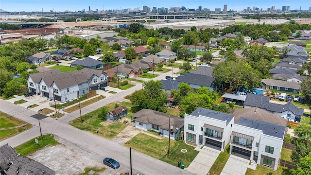 bird's eye view with a city view