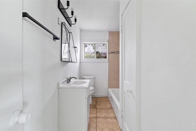 bathroom with tile patterned flooring, toilet, and vanity