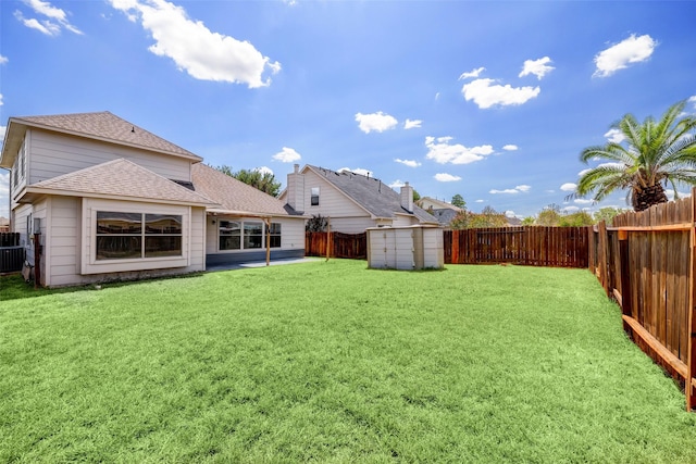 view of yard with cooling unit and a fenced backyard