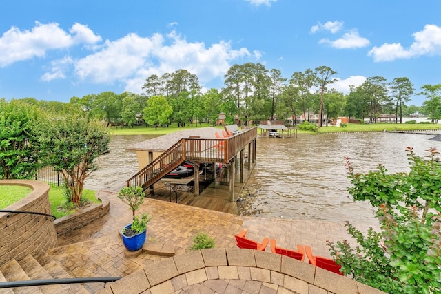 view of dock featuring a water view